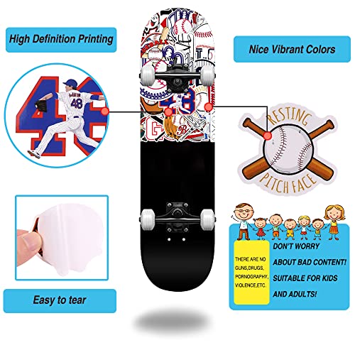 50-Piece Baseball Sticker Set - Waterproof Vinyl Decals for Sports Fans