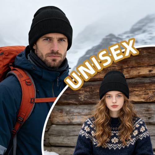 Slouchy Beanie Hat for Men & Women - Black, 1 Pack
