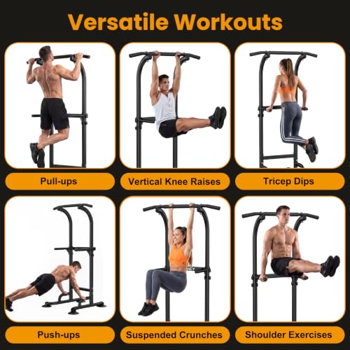 Adjustable Power Tower with Pull Up Bar and Dip Station