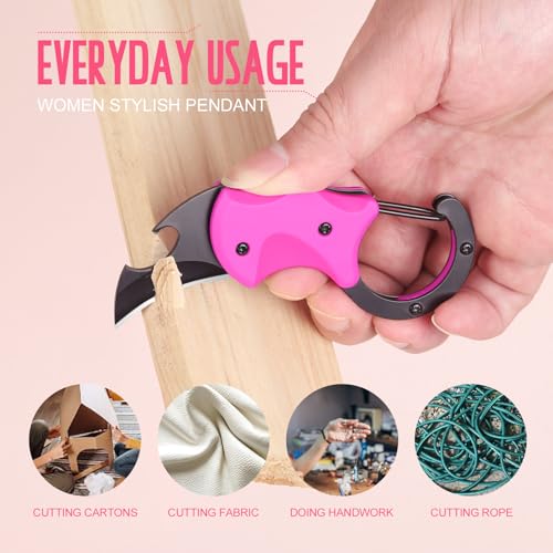 Small Pink Pocket Knife for Women - Keychain EDC Tool