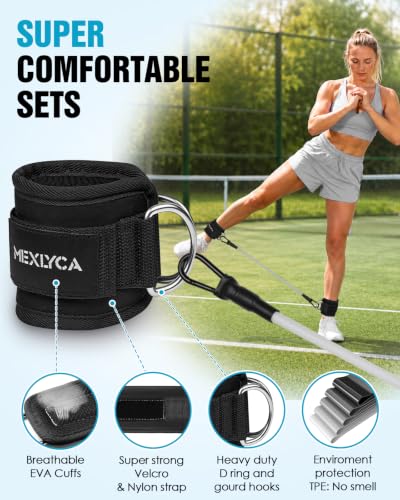 Mexlyca Resistance Bands Set with Ankle Cuffs – 8-Piece Home Gym Training System