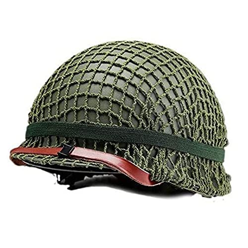 WW2 US Army M1 Helmet Replica with Net & Chin Strap - Green