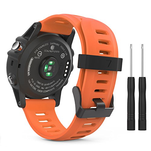 26mm Silicone Watch Band for Garmin Fenix 3/5X - Orange