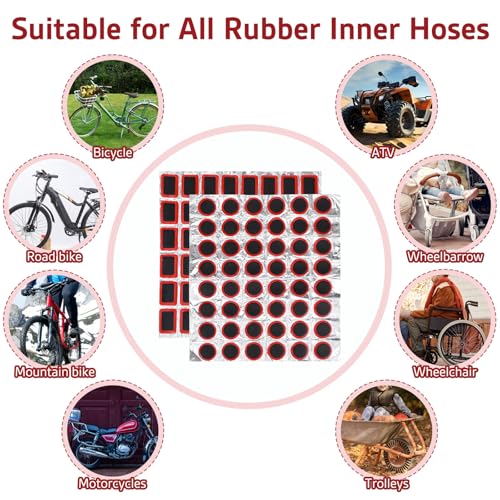 96 Pcs Bicycle Tire Repair Patch Kit - Rubber Puncture Patches