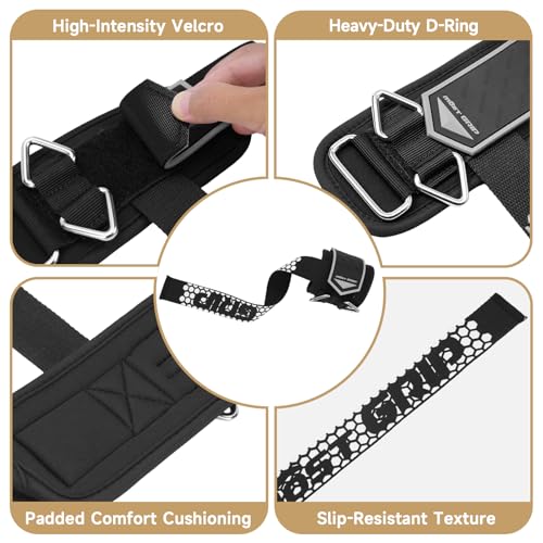 Weightlifting Wrist Straps with D Rings - Black-White, M (6.3-8.3 Inch)