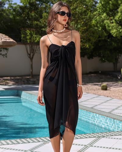 Eicolorte Womens Beach Cover Up Chiffon Sheer Bikini Swimsuit Coverup