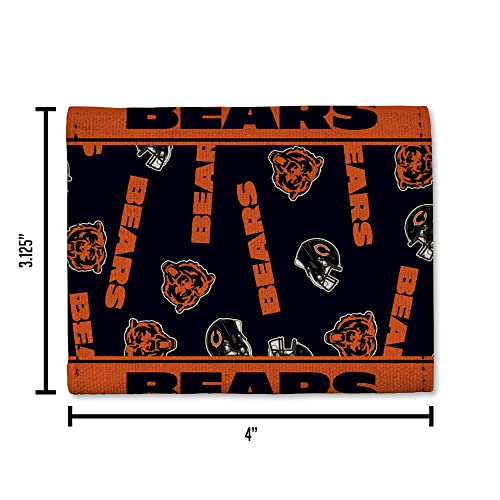 Chicago Bears NFL Canvas Trifold Wallet - Genuine Leather