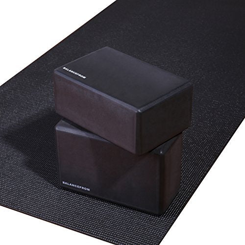 High Density Yoga Blocks Set of 2 - 9" x 6" x 4" - Black