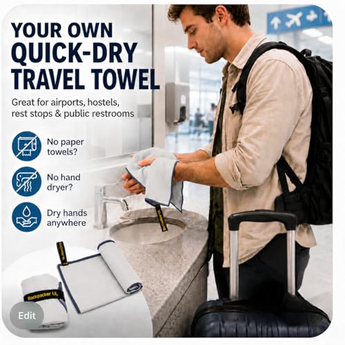 Ultralight Quick Dry Microfiber Travel Towel - Gray, Small