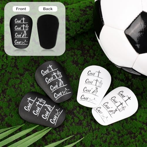 Miniature Soccer Shin Guards - PBT & EVA, 10x6cm - White & Black
