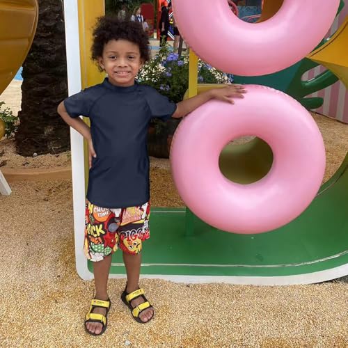 Toddler Boys Short Sleeve Rashguard Shirt - UPF 50+ Navy Blue 2T