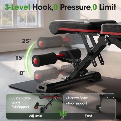 Adjustable Weight Bench for Home Gym - 750LBS Capacity, Black