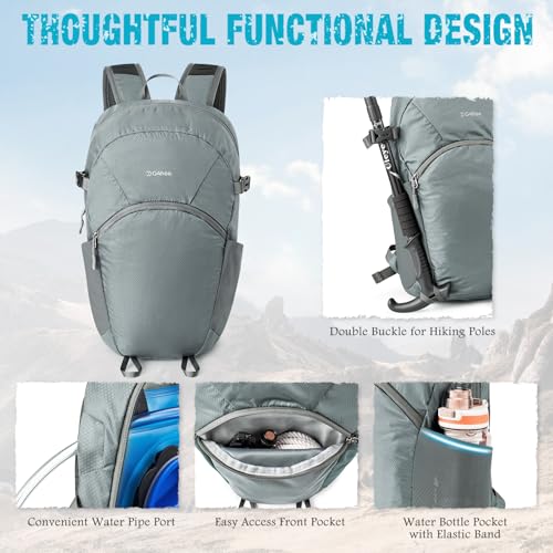 G4Free 25L Lightweight Hiking Backpack for Men Women - Grey