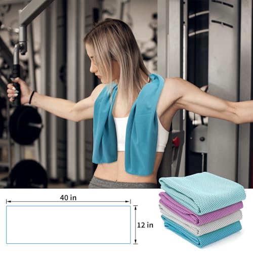 YESLIFE 4-Pack Cooling Towels (40"x 12"), Neck Wraps, Ice Towel