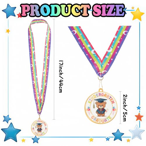 Kindergarten Graduation Medal with Rainbow Ribbon - Style 3