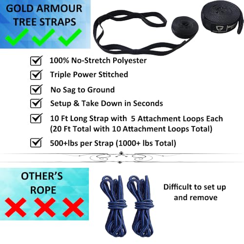 Gold Armour Portable Camping Hammock - Upgraded Purple & Fuchsia Single Hammock, Lightweight & Durable for Outdoor & Indoor Use