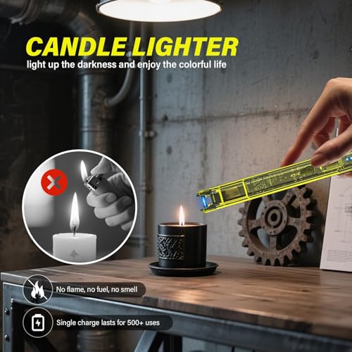 Electric Candle Lighters - 2 Pack Rechargeable USB-C Arc - Black+Yellow