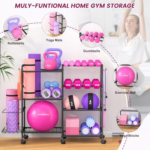 Dumbbell Rack with Wheels and Hooks - Standard Exercise Storage