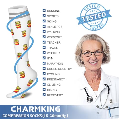 CHARMKING Compression Socks for Women & Men Circulation (8 Pairs)