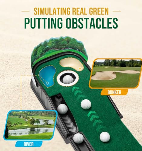 Hazard Putting Mat Indoor 8ft - Zcoorey Genuine Green Speed, Wrinkle-Free Surface