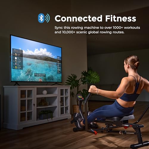 Smart Full Motion Rower - 12 Resistance Levels, 400 LB Capacity - Dark Gray