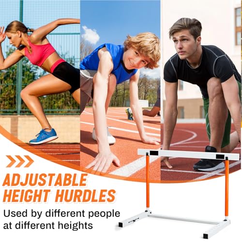 Adjustable Track and Field Hurdles Set - 30 to 42 Inch, Orange - 2 Pcs