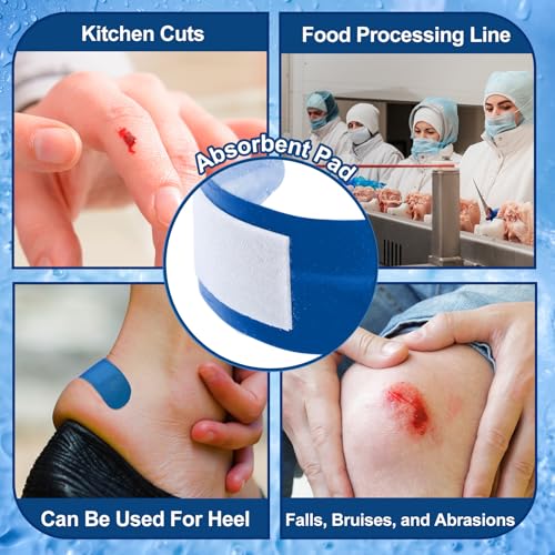 Blue Bandages - 120 Pcs 1" x 3" Classic Shape for First Aid
