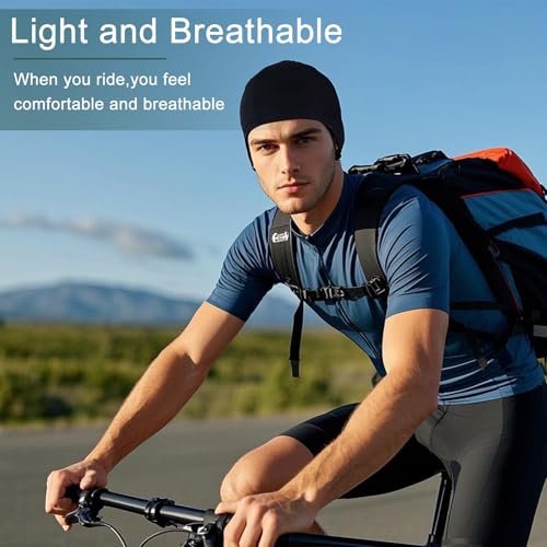Cooling Skull Caps for Men - 10 Pcs Sweat Wicking Beanie - Black