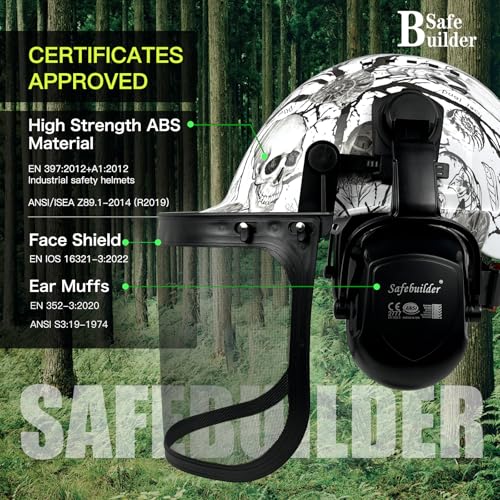 Q20X Forestry Hard Hats 3 in 1 Chainsaw Arborist Helmet with Face Shield & Ear Muffs Hearing Protection Forestry Safety Helmet ANSI Z89.1 OSHA