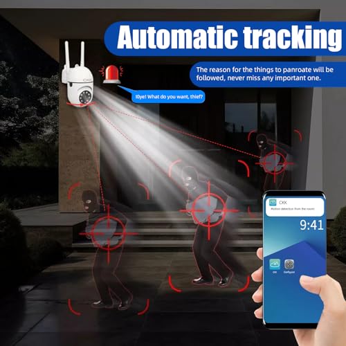 CKK 1080P Security Camera Wireless Outdoor, 2 Pcs 2MP PTZ WiFi Home Camera (2.4G/5G Dual-Band), 360¡Æ Pan/Tilt, Color Night Vision, Motion Alerts, 2-Way Audio, Compatible with Alexa, SD/Cloud Storage