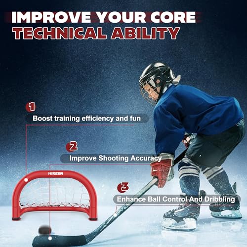 Mini Hockey Goal Set - 14x8 Inch with Durable Iron Frame & Nylon Net