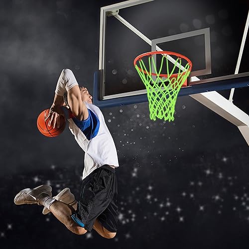 Fluorescent Green Basketball Net - All Weather Anti-Whip Replacement, 12 Loops