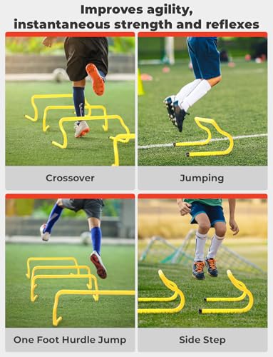 Hexagonal Agility Rings Set - 6 Rings with Connectors & 5 Speed Hurdles
