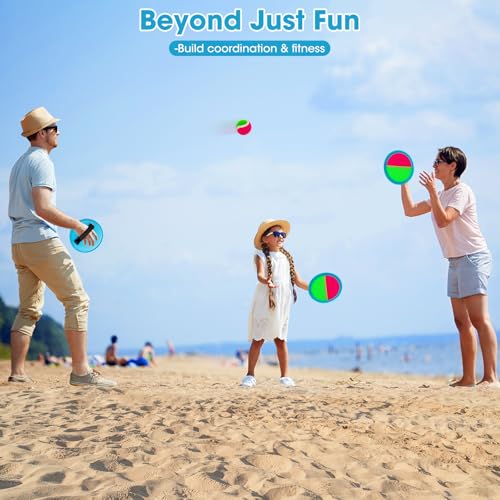 Toss and Catch Ball Set - 4 Paddles & 4 Balls - Blue