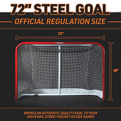 72" Steel Street Hockey Goal - Heavy-Duty, Easy Roll Setup