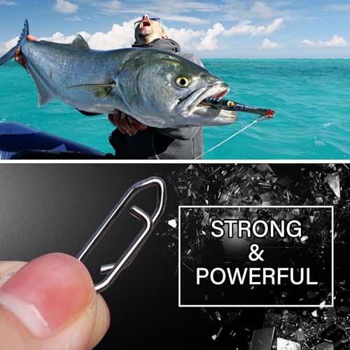 Stainless Steel Fishing Snaps Swivel Clips - Black, Size 000 (37lb), 50 pcs