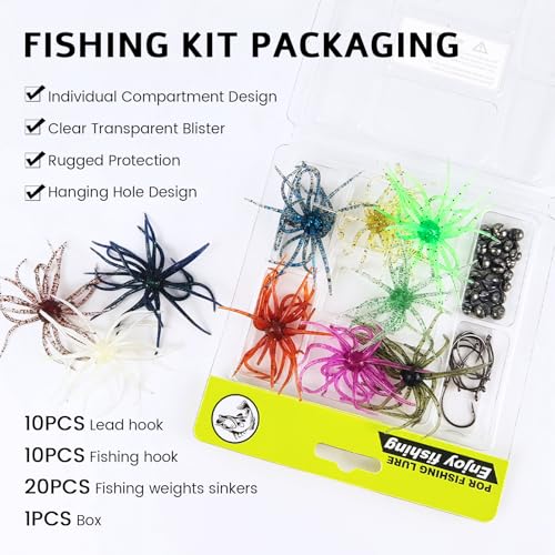 FREE FISHER 41PCS Sea Urchin Soft Lure Bait Kit for Freshwater & Saltwater Fishing