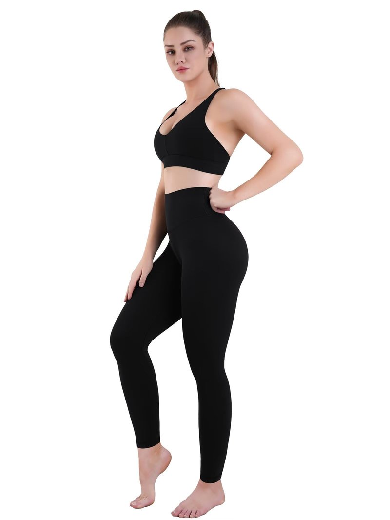 Sunzel Sustainable Butt Lifting Leggings for Women, High Waisted No Front Seam Tummy Control Booty Scrunch Workout Yoga Pants 28" Black Medium