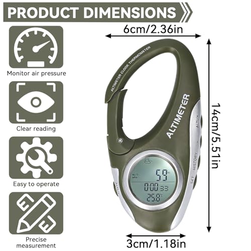 Digital Altimeter with Thermometer & Compass - Portable Weather Forecast
