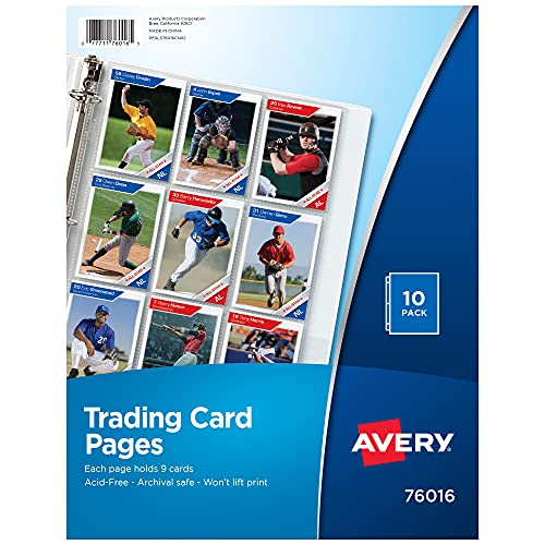 Trading Card Pages - 9 Pocket for 3 Ring Binder, Pack of 10, One Size