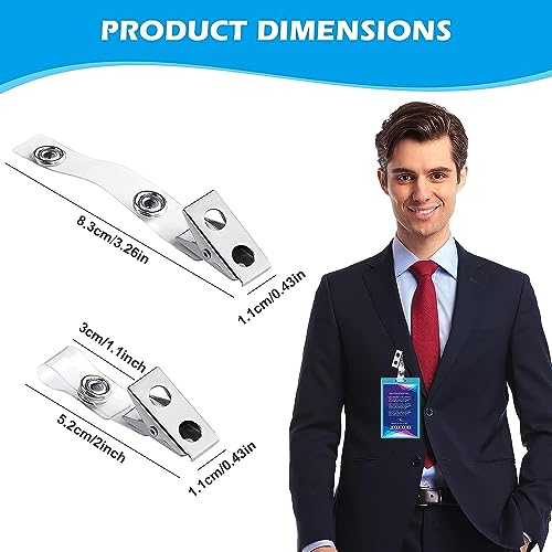 Metal Badge Clips with Clear PVC Straps - 30 Pack