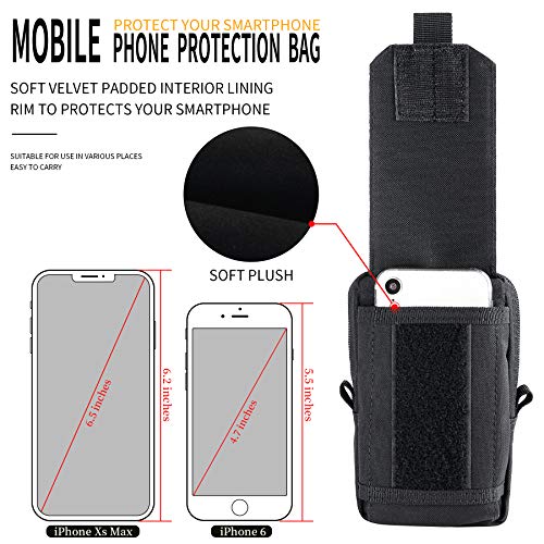 IronSeals Tactical Molle Phone Pouch Black for iPhone & Galaxy - Utility Waist Pack