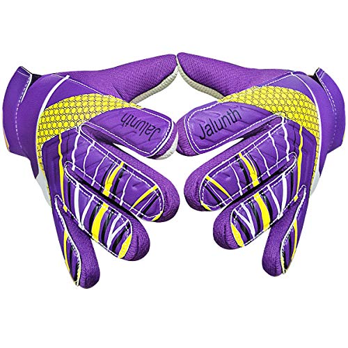 Goalkeeper Soccer Gloves for Kids - Size 7 Purple, Anti-Slip Latex Palm
