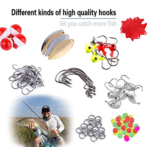 343pcs Fishing Accessories Kit with Tackle Box - Includes Hooks, Sinkers, Weights & More