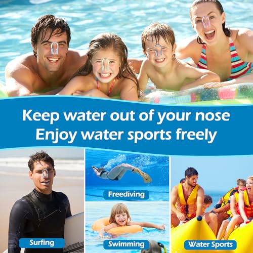 10 PCS Waterproof Swim Nose Clips - Bright Colors for Kids & Adults