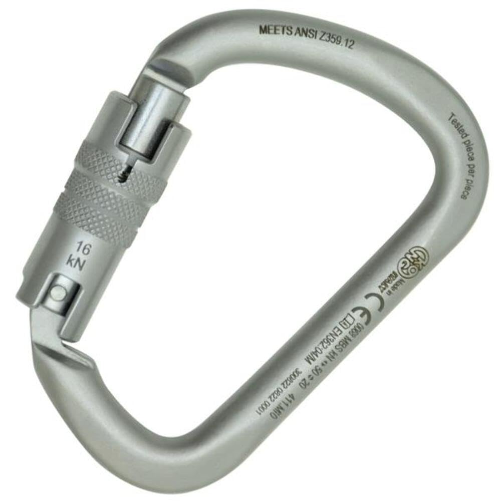 Kong Italy - X-Large Carbon Twist Lock Carabiner - ANSI Rated - Lunar White