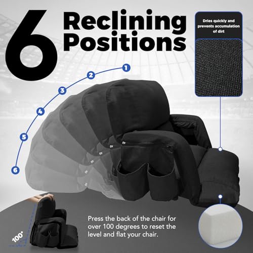 Extra Wide Stadium Seats with Back Support - 25 Inch Black, 2 Pack