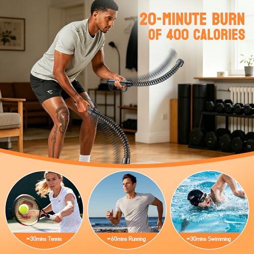 Cordless Battle Ropes - 2PCS Portable Workout Set with Gloves & Bag
