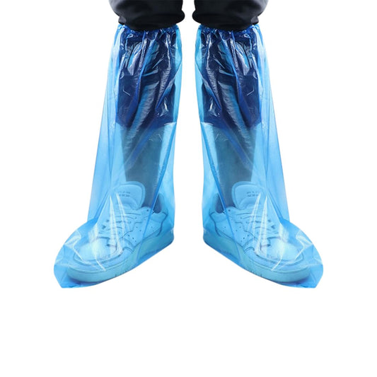 Disposable Shoe Covers Blue Rain Shoes and Boots Cover Plastic Long Shoe Cover Clear Waterproof Anti-Slip Overshoe for Women Men Water Boots Cover Rainy Day Use Cover (20 Pack(10 Pairs))
