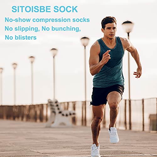 No Show Compression Socks for Men and Women Medium Navy Blue 4 Pairs - Circulation Boost